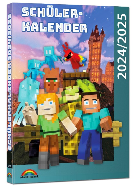 Schülerkalender 2024/2025 mit Minecraft; inklusive Tipps, Tricks & Crafting-Rezepten - David Haberkamp