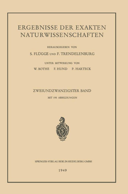 Ergebnisse der Exakten Naturwissenschaften - Ferdinand Trendelenburg, G. Höhler