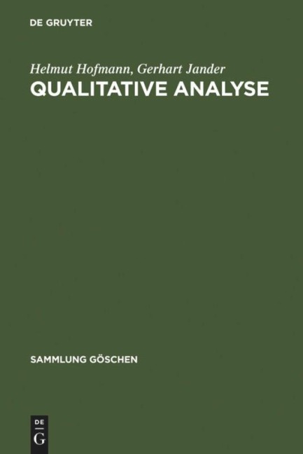 Qualitative Analyse - Gerhart Jander, Helmut Hofmann