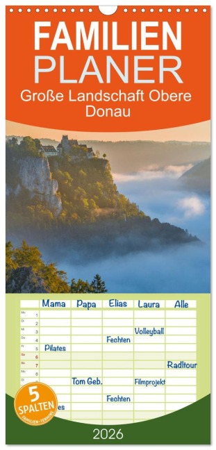 Familienplaner 2026 - Große Landschaft Obere Donau mit 5 Spalten (Wandkalender, 21 x 45 cm) CALVENDO - Andreas Beck
