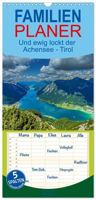 Familienplaner 2027 - Und ewig lockt der Achensee - Tirol mit 5 Spalten (Wandkalender, 21 x 45 cm) CALVENDO - Susan Michel