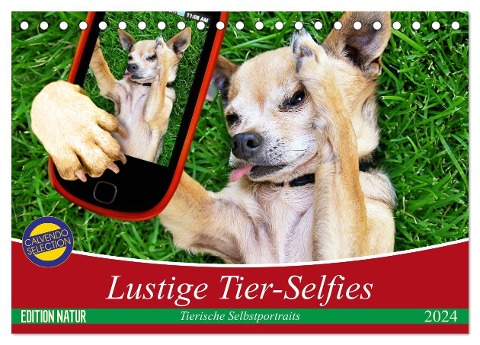 Lustige Tier-Selfies. Tierische Selbstportraits (Tischkalender 2024 DIN A5 quer), CALVENDO Monatskalender - Elisabeth Stanzer
