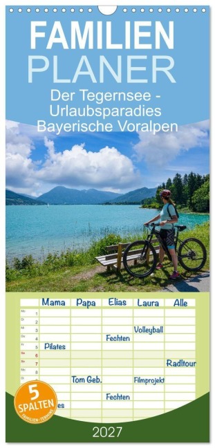 Familienplaner 2027 - Der Tegernsee - Urlaubsparadies Bayerische Voralpen mit 5 Spalten (Wandkalender, 21 x 45 cm) CALVENDO - Dirk Meutzner