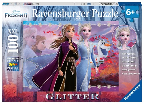 Ravensburger Kinderpuzzle - 12868 Starke Schwestern - Disney Frozen-Puzzle für Kinder ab 6 Jahren, mit 100 Teilen im XXL-Format, mit Glitter - 