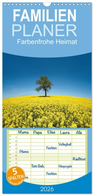 Familienplaner 2026 - Farbenfrohe Heimat mit 5 Spalten (Wandkalender, 21 x 45 cm) CALVENDO - Bettina Dittmann