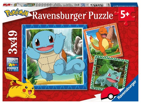 Ravensburger Kinderpuzzle 05586 - Glumanda, Bisasam und Schiggy - 3x49 Teile Pokémon Puzzle für Kinder ab 5 Jahren - 