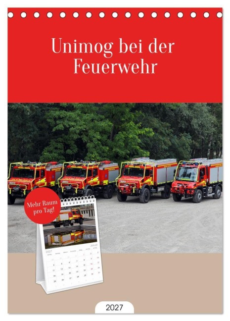 Tischplaner 2027 - Unimog bei der Feuerwehr (A5 Tischkalender zum Aufstellen) CALVENDO - Matthias Hansen