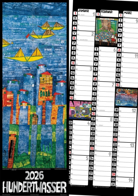 Hundertwasser Streifenkalender Art 2026 - 