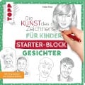Cover-Bild zum Titel 'Die Kunst des Zeichnens für Kinder Starter-Block - Gesichter' von 'Gecko Keck'