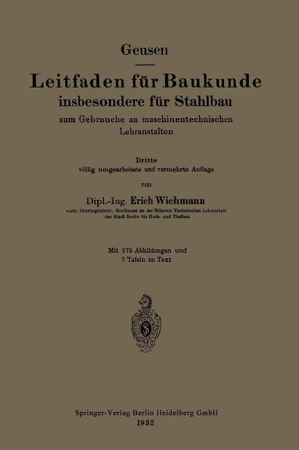 Leitfaden für Baukunde insbesondere für Stahlbau - Leonhard Geusen, Erich Wichmann