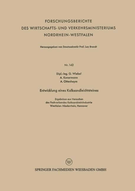 Entwicklung eines Kalksandleichtsteines - Gottfried Martin Ferdinand Wiebel