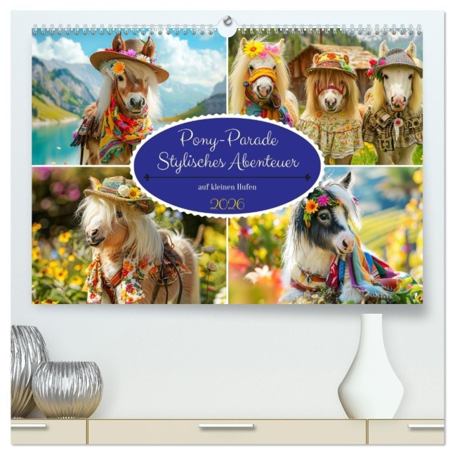 Pony-Parade. Stylisches Abenteuer auf kleinen Hufen (hochwertiger Premium Wandkalender 2026 DIN A2 quer), Kunstdruck in Hochglanz - Rose Hurley