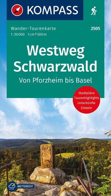 KOMPASS Wander-Tourenkarte Westweg Schwarzwald 1:50.000 - 