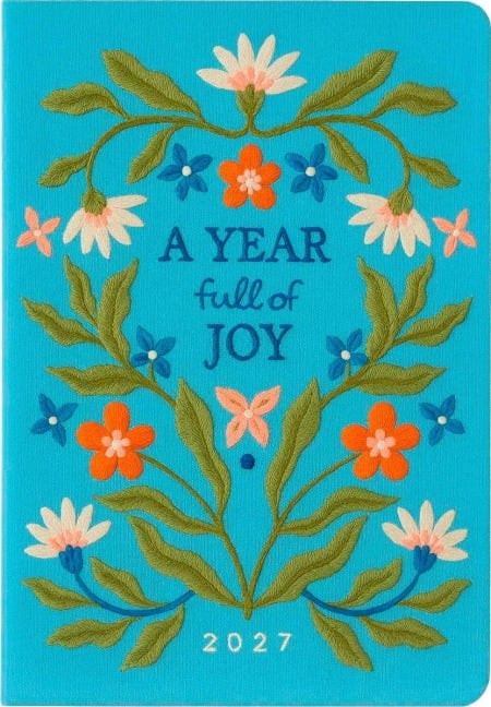 Taschenkalender A5 2027: A Year full of Joy, bestickt, hellblau - 
