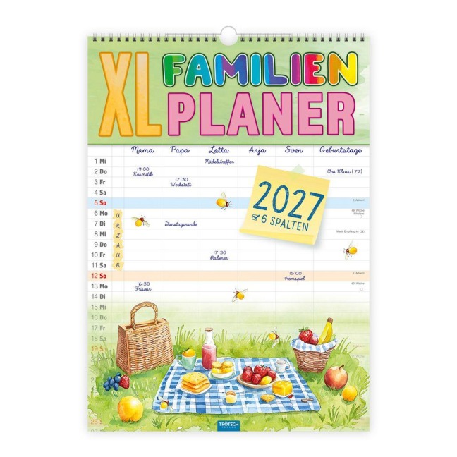 TRÖTSCH - Großbildkalender XL Familienplaner 2027 mit 6 Spalten - 