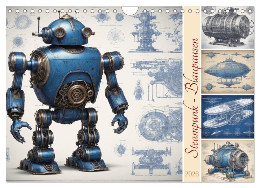 Steampunk - Blaupausen (Wandkalender 2026 DIN A4 quer), CALVENDO Monatskalender - Stanley Hinz