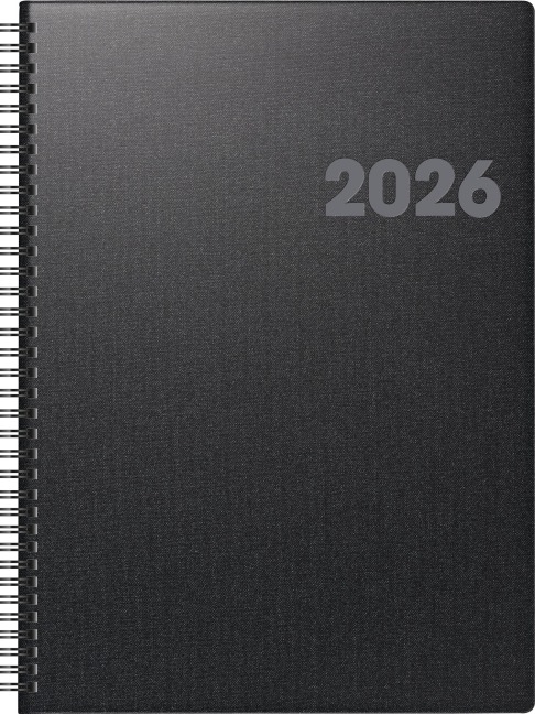 BRUNNEN 1076365906 | Buchkalender Mod. 763 2026 | A4, Kunststoff, vulkanschwarz - 