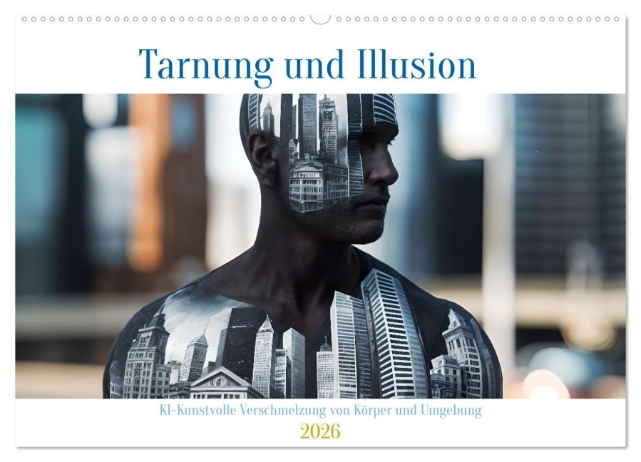 Tarnung und Illusion KI-Kunstvolle Verschmelzung von Körper und Umgebung (Wandkalender 2026 DIN A2 quer), CALVENDO Monatskalender - Claudia Schimmack