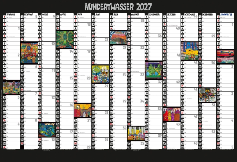 Hundertwasser Mini-Jahresplaner Art 2027 - 