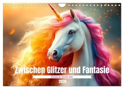 Cover-Bild zum Titel 'Zwischen Glitzer und Fantasie-Einhörner durchs Jahr (Wandkalender 2026 DIN A4 quer), CALVENDO Monatskalender' von 'Anne Seltmann'
