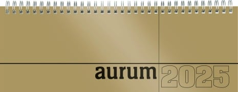 Tisch-Querkalender aurum 2025 - Büro-Planer 29,7x10,5 cm - Tisch-Kalender - 1 Woche 2 Seiten - gold - Ringbindung - Zettler - 