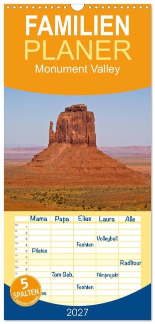 Familienplaner 2027 - Monument Valley mit 5 Spalten (Wandkalender, 21 x 45 cm) CALVENDO - Fritz Malaman