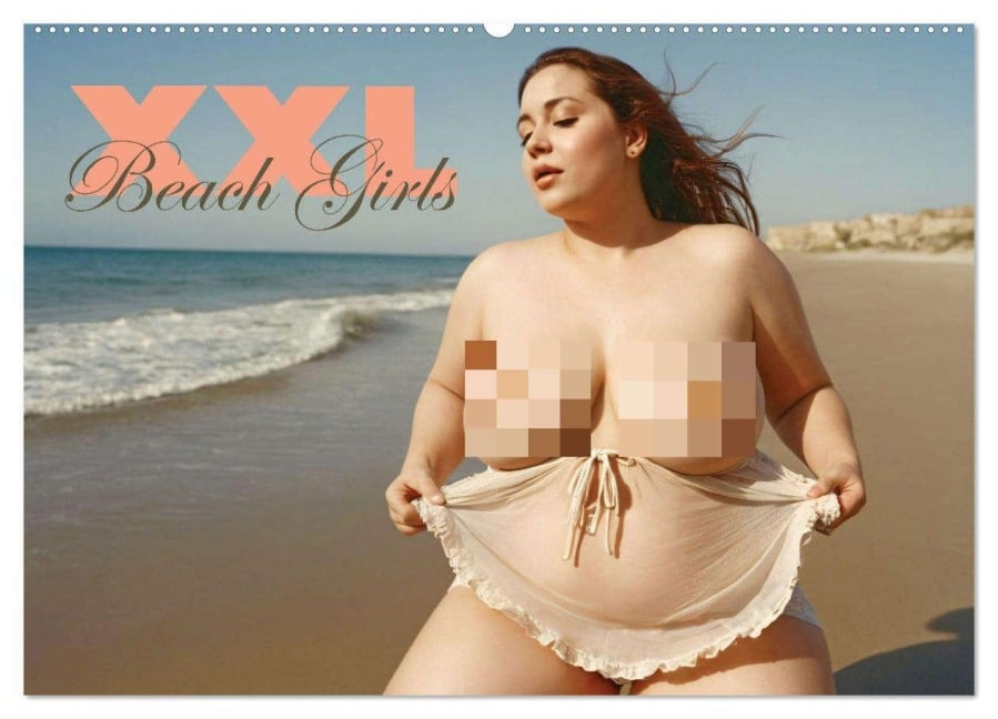 XXL Beach Girls Kalender - Kurvige Frauen am Strand (Wandkalender 2025 DIN A2 quer), CALVENDO Monatskalender - Mimi Lyvia