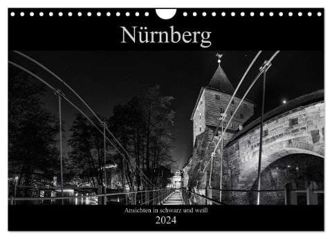 Nürnberg - Ansichten in schwarz und weiß (Wandkalender 2024 DIN A4 quer), CALVENDO Monatskalender - Andreas Bininda