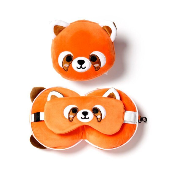 Relaxeazzz Plüsch Roter Panda Reisekissen & Schlafmaske - 