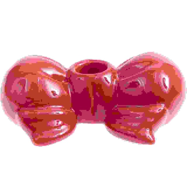 Porzellan Kerzenhalter Schleife rund, Rot - 