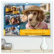 Cover-Bild zum Titel 'Dackel auf großer Tour - Süße Hunde entdecken die Welt (hochwertiger Premium Wandkalender 2026 DIN A2 quer), Kunstdruck in Hochglanz' von 'Mb Fotografie'