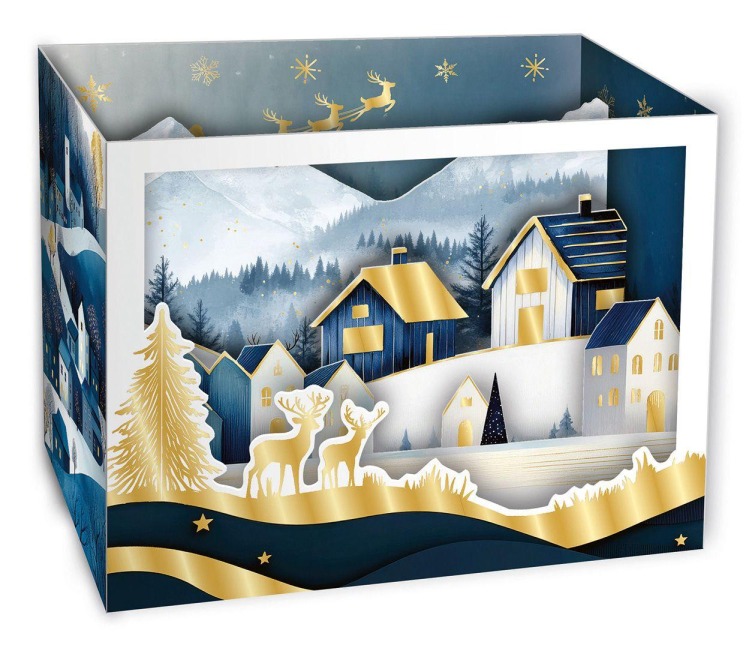 Weihnachtskarte Pop-Up - Winterliche Dorfidylle - 