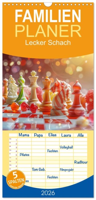 Familienplaner 2026 - Lecker Schach mit 5 Spalten (Wandkalender, 21 x 45 cm) CALVENDO - Cathrin Illgen