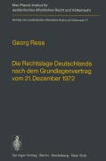 Cover-Bild zum Titel 'Die Rechtslage Deutschlands nach dem Grundlagenvertrag vom 21. Dezember 1972' von 'Georg Ress'