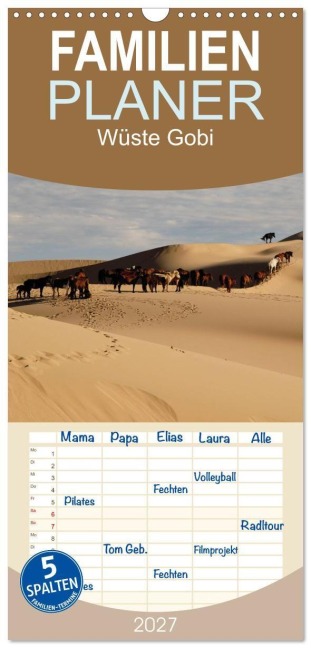 Familienplaner 2027 - Wüste Gobi mit 5 Spalten (Wandkalender, 21 x 45 cm) CALVENDO - Eike Winter