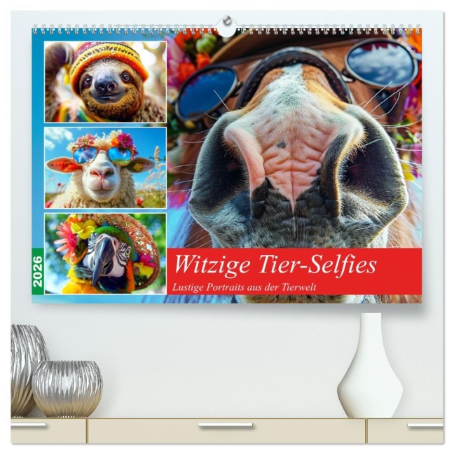 Witzige Tier-Selfies. Lustige Portraits aus der Tierwelt (hochwertiger Premium Wandkalender 2026 DIN A2 quer), Kunstdruck in Hochglanz - Rose Hurley