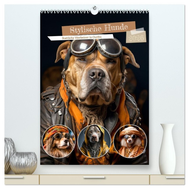 Stylische Hunde (hochwertiger Premium Wandkalender 2026 DIN A2 hoch), Kunstdruck in Hochglanz - Melanie Viola