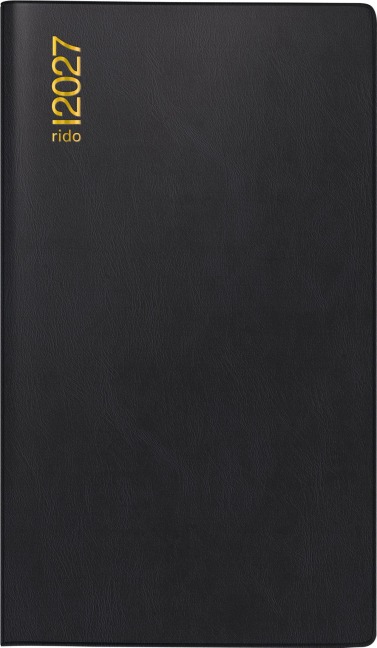 rido/idé 7040302907 Taschenkalender Mod. TM 12 2027 A6, Kunststoff, schwarz - 