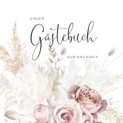 Cover-Bild zum Titel 'Gästebuch zur Hochzeit romantische Boho-Rosen' von 'Sarah Rockstroh'