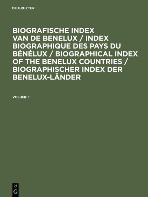 Biografische Index van de Benelux - 