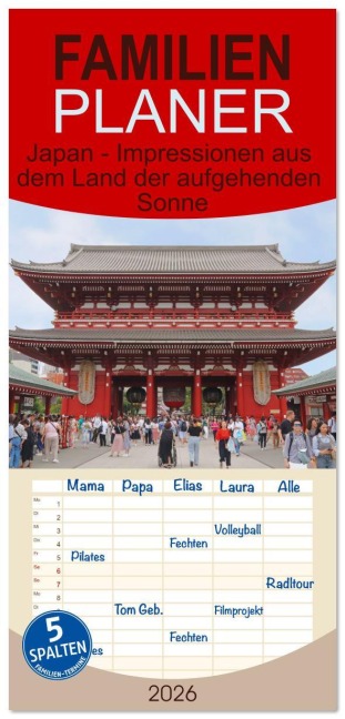 Familienplaner 2026 - Japan - Impressionen aus dem Land der aufgehenden Sonne mit 5 Spalten (Wandkalender, 21 x 45 cm) CALVENDO - Lichtblicke Lichtblicke