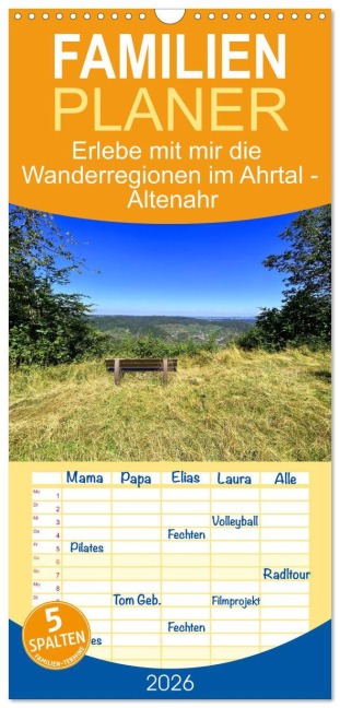 Familienplaner 2026 - Erlebe mit mir die Wanderregionen im Ahrtal - Altenahr mit 5 Spalten (Wandkalender, 21 x 45 cm) CALVENDO - Nadine Büscher