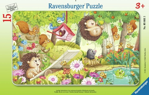 Ravensburger Kinderpuzzle - 05661 Lustige Gartentiere - 15 Teile Rahmenpuzzle für Kinder ab 3 Jahren - 