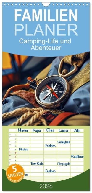 Familienplaner 2026 - Camping-Life und Abenteuer mit 5 Spalten (Wandkalender, 21 x 45 cm) CALVENDO - Torsten Irmer