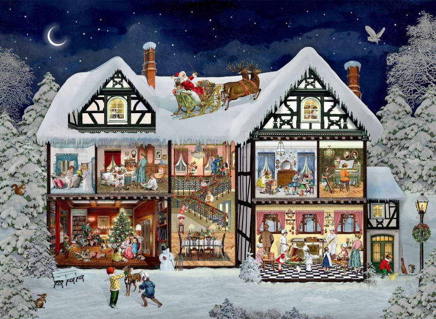 A3-Wand-Adventskalender - Im Adventshaus - 