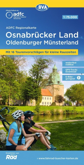 BVA ADFC Regionalkarte Osnabrücker Land /Oldenburger Münsterland, mit Knotenpunkten 1:75.000 - 