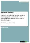 Cover-Bild zum Titel 'Strategische Möglichkeiten und Taktiken im Umgang mit Unsicherheit - sowie Voraussetzungen für das Treffen rascher Entscheidungen' von 'Anna Maria Reschreiter'