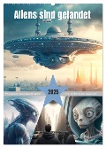 Aliens sind gelandet. Wie könnte diese Zukunftsvision für uns Menschen aussehen? (Wandkalender 2025 DIN A2 hoch), CALVENDO Monatskalender - Rose Hurley