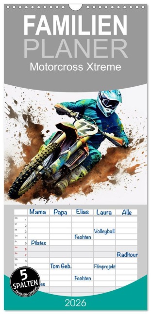 Familienplaner 2026 - Motorcross Xtreme mit 5 Spalten (Wandkalender, 21 x 45 cm) CALVENDO - Steffen Gierok-Latniak