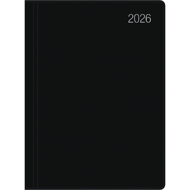 Taschenkalender schwarz 2026 - Bürokalender 10,2x14,2 - 1 Woche auf 2 Seiten - flexibler Kunststoffeinband - Notizheft - Wochenkalender - 640-1020 - 